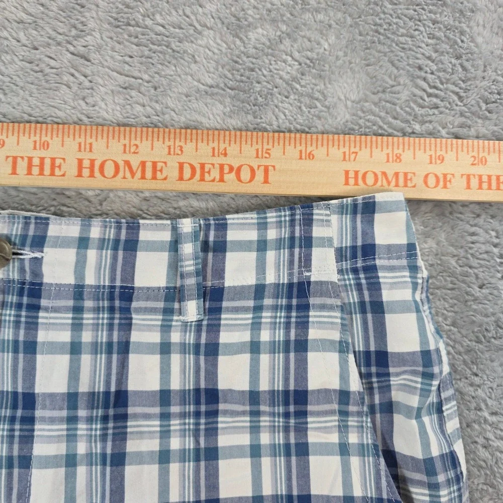 Banana‎ Republic Mens 36 Blue Plaid Cotton Shorts Flat Front Casual Summe